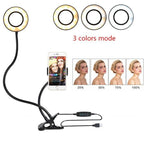Exclusive LED Selfie Ring Light for Live Adjustable Makeup Light-8cm Stand — Black — Side View