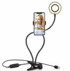Exclusive LED Selfie Ring Light for Live Adjustable Makeup Light-8cm Stand — Black — Back View