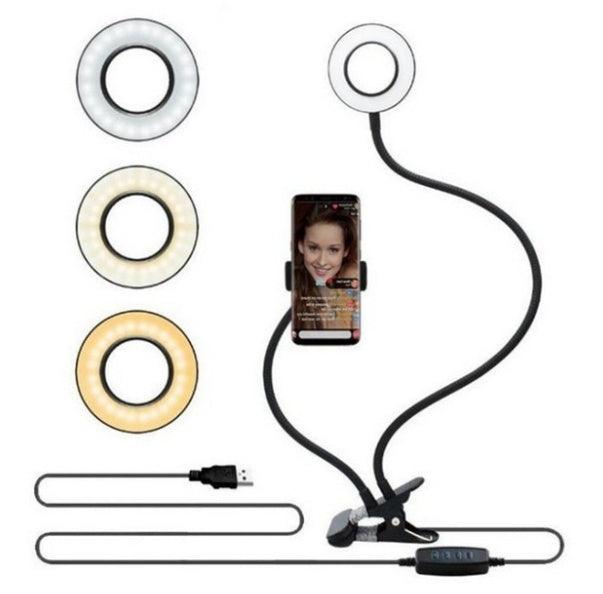 Exclusive LED Selfie Ring Light for Live Adjustable Makeup Light-8cm Stand — Black — Detail View