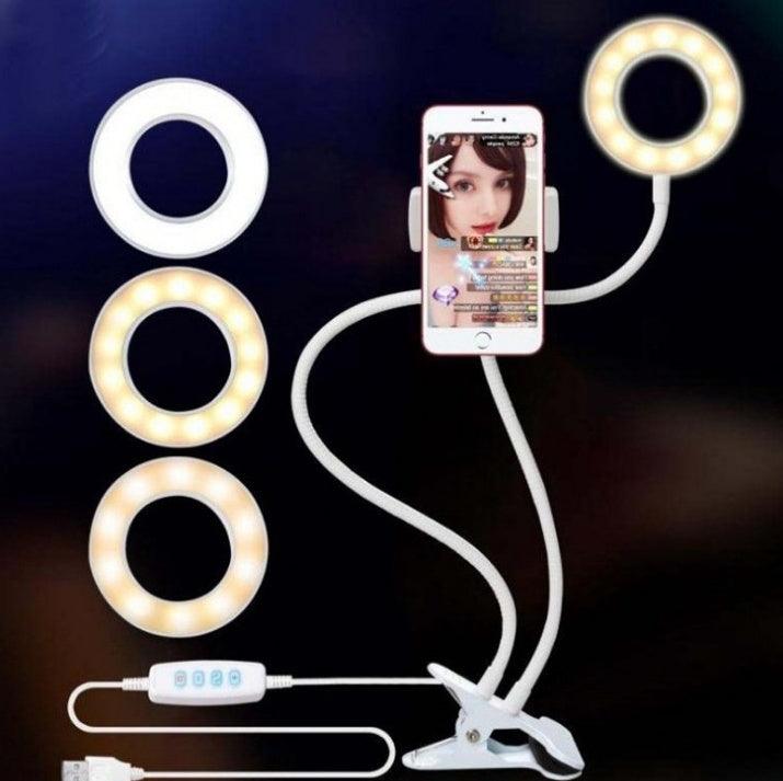 Exclusive LED Selfie Ring Light for Live Adjustable Makeup Light-8cm Stand — Black — Lifestyle View