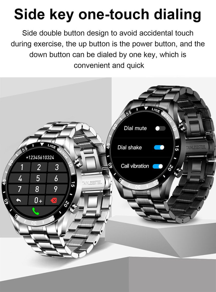 Exclusive Lige's New Smartwatch | Stylish & Feature-Packed — Black — Back View