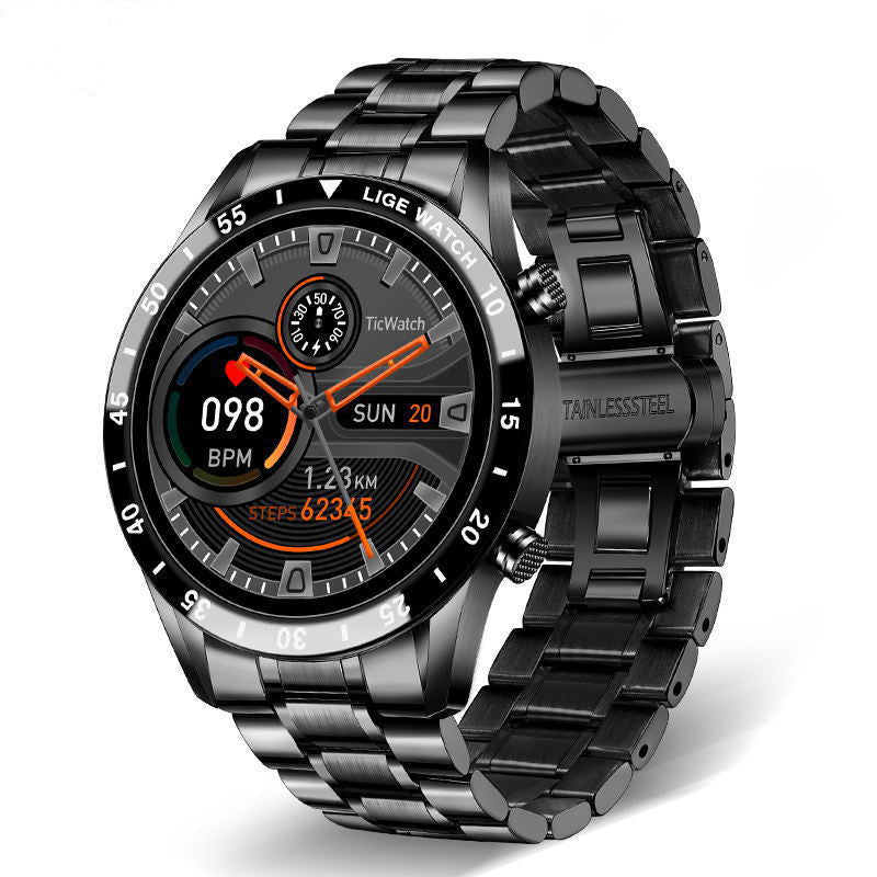 Exclusive Lige's New Smartwatch | Stylish & Feature-Packed — Black — Front View