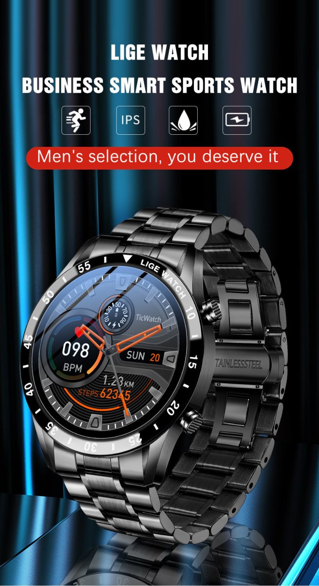Exclusive Lige's New Smartwatch | Stylish & Feature-Packed — Black — Alternate View 8