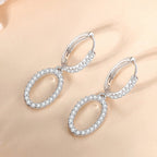 Exclusive Light Luxury Style Ring Ear Clip Women — White Gold Color — Size 925 Silver — Top View