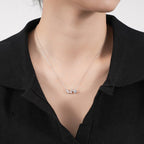 Exclusive Light Luxury Zircon Necklace — White Gold Color — Size 925 Silver — Front View