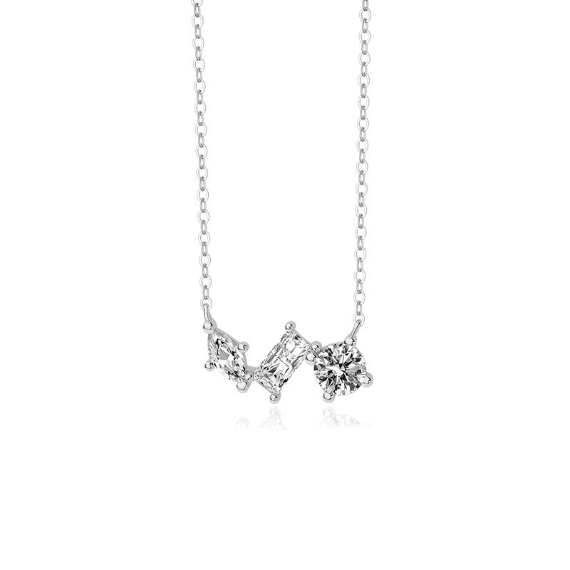 Exclusive Light Luxury Zircon Necklace — White Gold Color — Size 925 Silver — Detail View