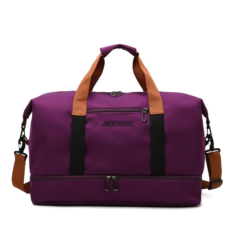 Exclusive Lightweight Dry And Wet Separation Sports Gym Bag — Purple — Top View