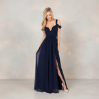 Exclusive Long Floor-Length Greek Style Pleated Dress | Elegant & Timeless — Blue — Size L — Top View