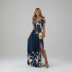 Exclusive Long Floor-Length Greek Style Pleated Dress | Elegant & Timeless — Blue — Size L — Alternate View 9