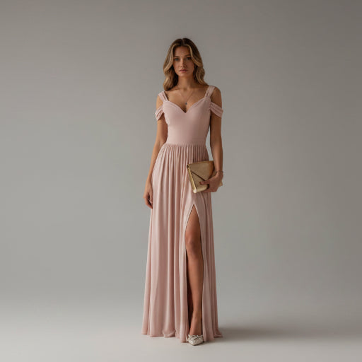 Exclusive Long Floor-Length Greek Style Pleated Dress | Elegant & Timeless — Blue — Size L — Alternate View 7