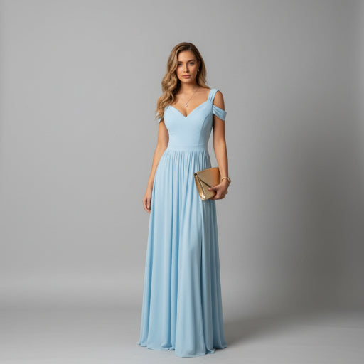 Exclusive Long Floor-Length Greek Style Pleated Dress | Elegant & Timeless — Blue — Size L — Alternate View 8
