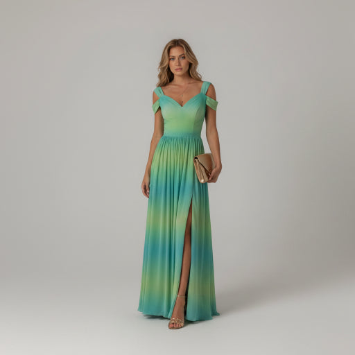 Exclusive Long Floor-Length Greek Style Pleated Dress | Elegant & Timeless — Blue — Size L — Alternate View 10