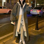 Exclusive Long Hooded Dress Coat — Black — Size S — Detail View