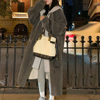 Exclusive Long Hooded Dress Coat — Black — Size S — Lifestyle View