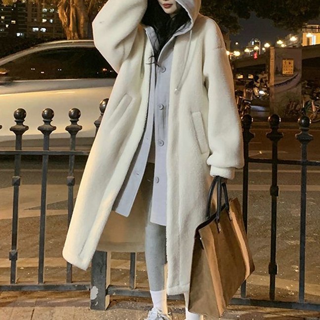 Exclusive Long Hooded Dress Coat — Black — Size S — Alternate View 7