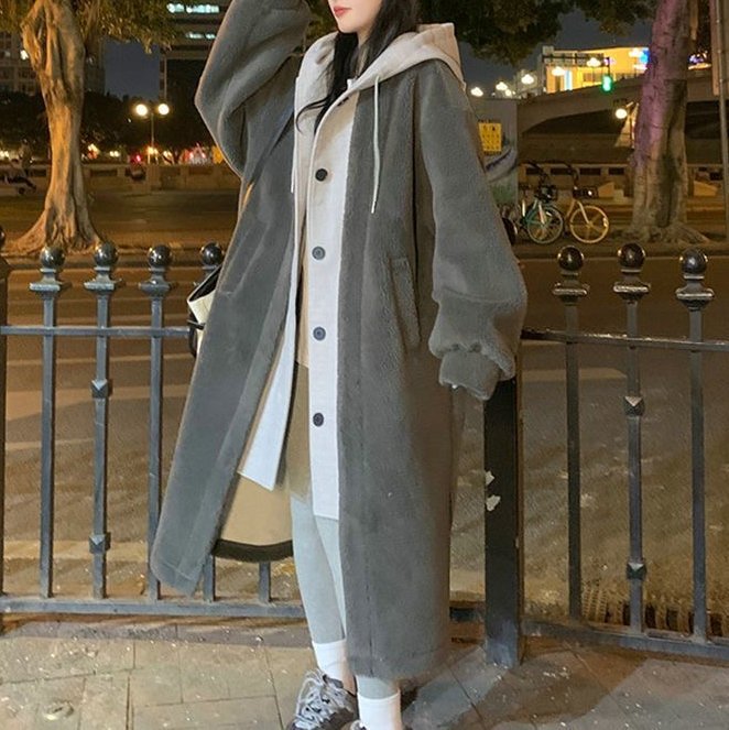 Exclusive Long Hooded Dress Coat — Black — Size S — Alternate View 8
