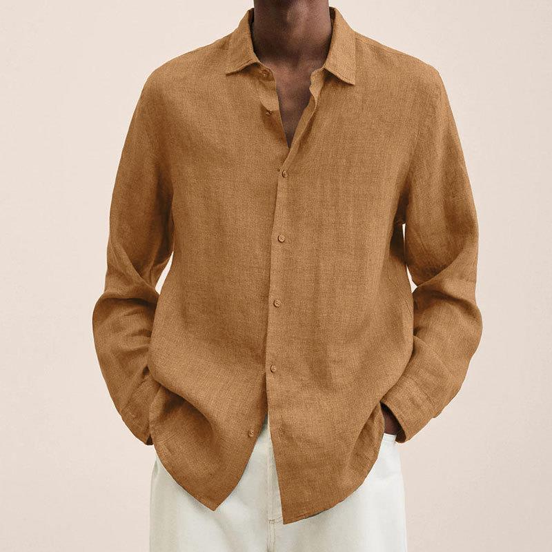 Exclusive Long Sleeve Lapel Shirt | Timeless & Versatile Style — Army Green — Size 5XL — Top View