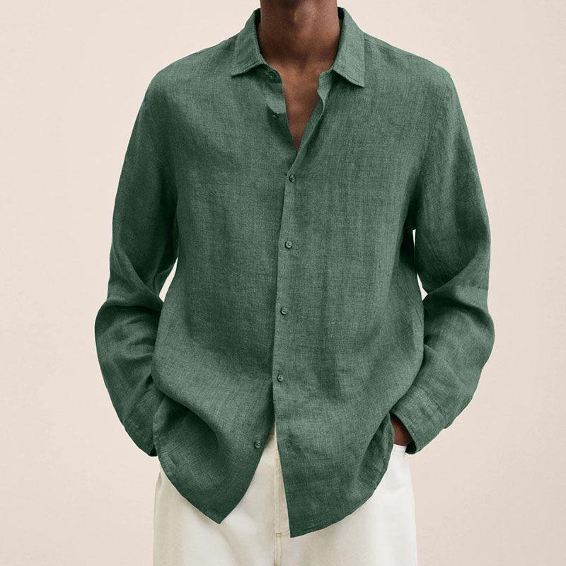 Exclusive Long Sleeve Lapel Shirt | Timeless & Versatile Style — Army Green — Size 5XL — Lifestyle View