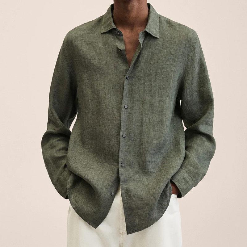 Exclusive Long Sleeve Lapel Shirt | Timeless & Versatile Style — Army Green — Size 5XL — Alternate View 8