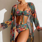 Exclusive Long Sleeved Blouse Three Piece Suit — Fluorescein — Size 2XL — Top View