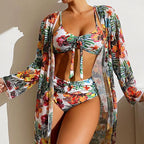 Exclusive Long Sleeved Blouse Three Piece Suit — Fluorescein — Size 2XL — Side View