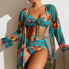 Exclusive Long Sleeved Blouse Three Piece Suit — Fluorescein — Size 2XL — Detail View
