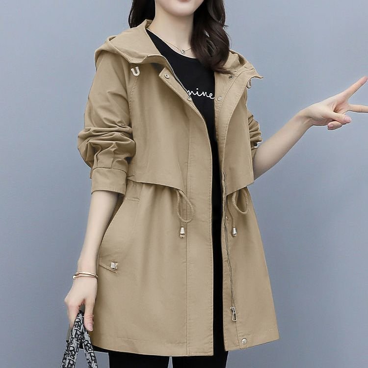 Exclusive Loose Casual Fashion Hooded Jacket — Army Brown — Size M — Side View