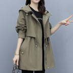 Exclusive Loose Casual Fashion Hooded Jacket — Army Brown — Size M — Detail View