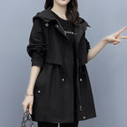 Exclusive Loose Casual Fashion Hooded Jacket — Army Brown — Size M — Front View