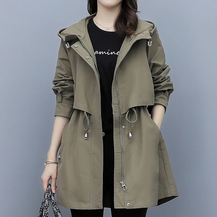 Exclusive Loose Casual Fashion Hooded Jacket — Army Brown — Size M — Lifestyle View