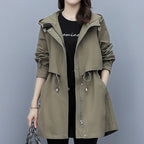 Exclusive Loose Casual Fashion Hooded Jacket — Army Brown — Size M — Lifestyle View