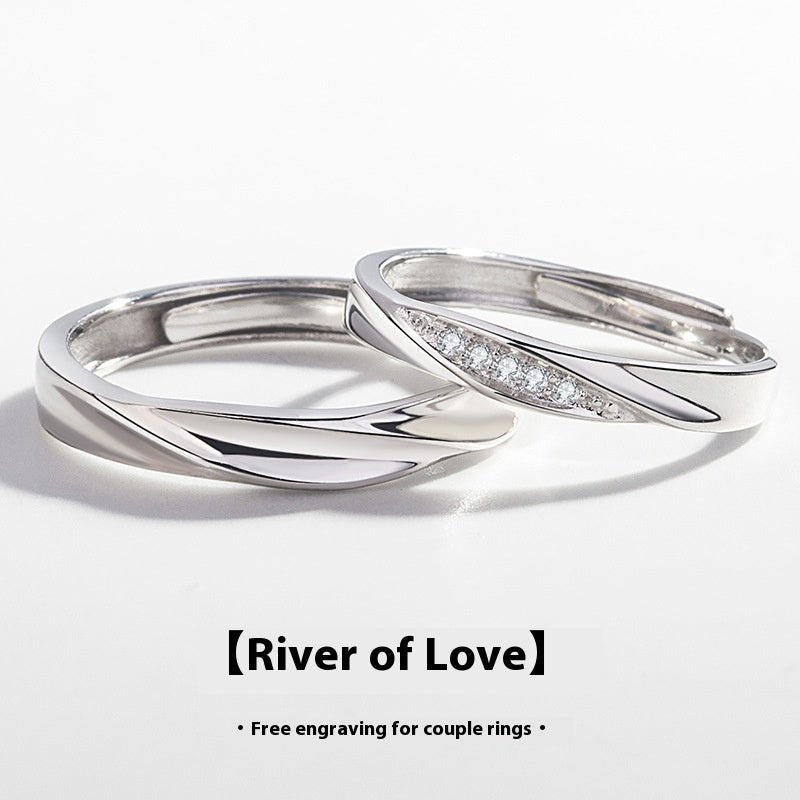 Exclusive Love Couple Ring — Love Style Man's Ring — Size Adjustable Opening — Top View
