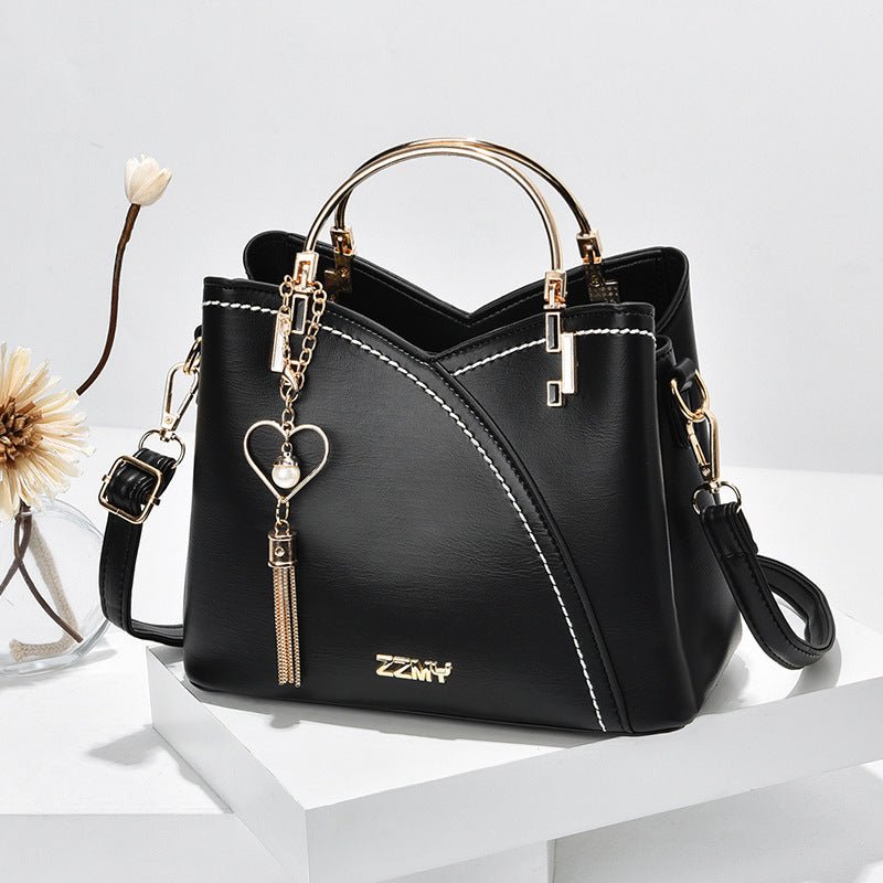 Exclusive Love Tassel Decor Crossbody Bags — Black — Side View