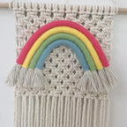 Exclusive Macrame Rainbow Hand-woven Tapestry Nordic Style — White — Back View