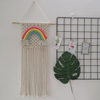 Exclusive Macrame Rainbow Hand-woven Tapestry Nordic Style — White — Top View