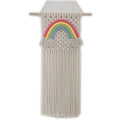 Exclusive Macrame Rainbow Hand-woven Tapestry Nordic Style — White — Front View