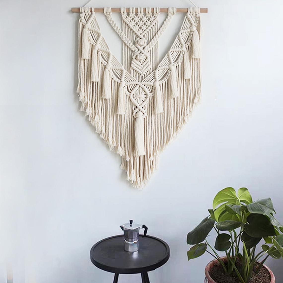 Exclusive Macrame Wall Hanging Boho — Beige — Back View