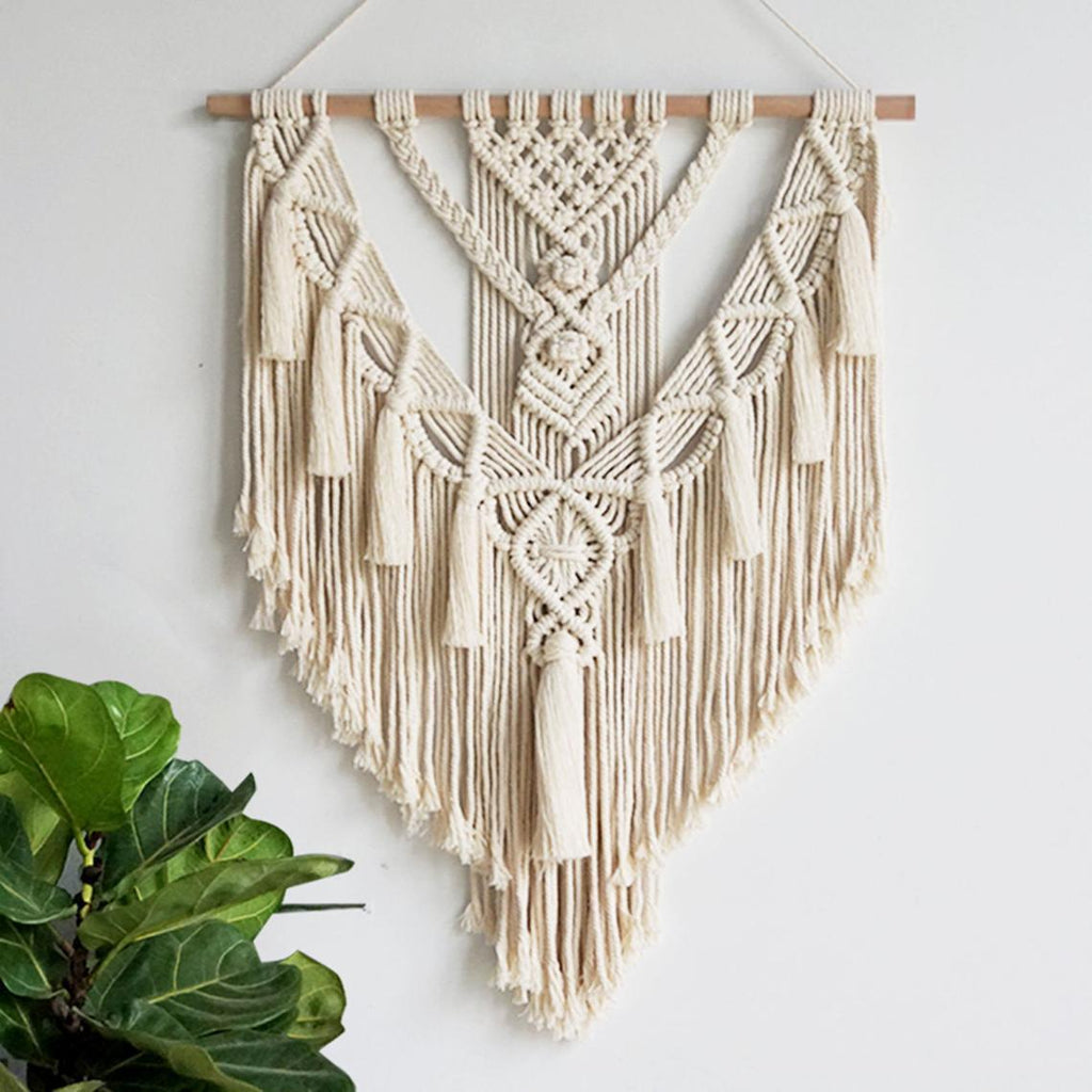 Exclusive Macrame Wall Hanging Boho — Beige — Top View