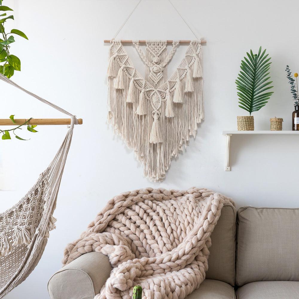 Exclusive Macrame Wall Hanging Boho — Beige — Side View