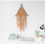 Exclusive Macrame Wall Hanging Nordic Indoor Wall Tapestry — Khaki — Front View
