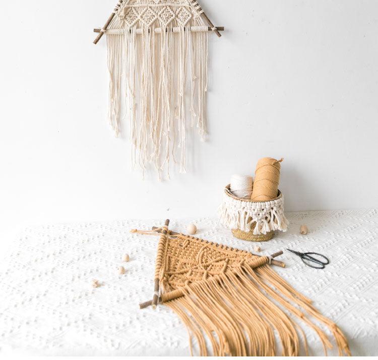 Exclusive Macrame Wall Hanging Nordic Indoor Wall Tapestry — Khaki — Lifestyle View