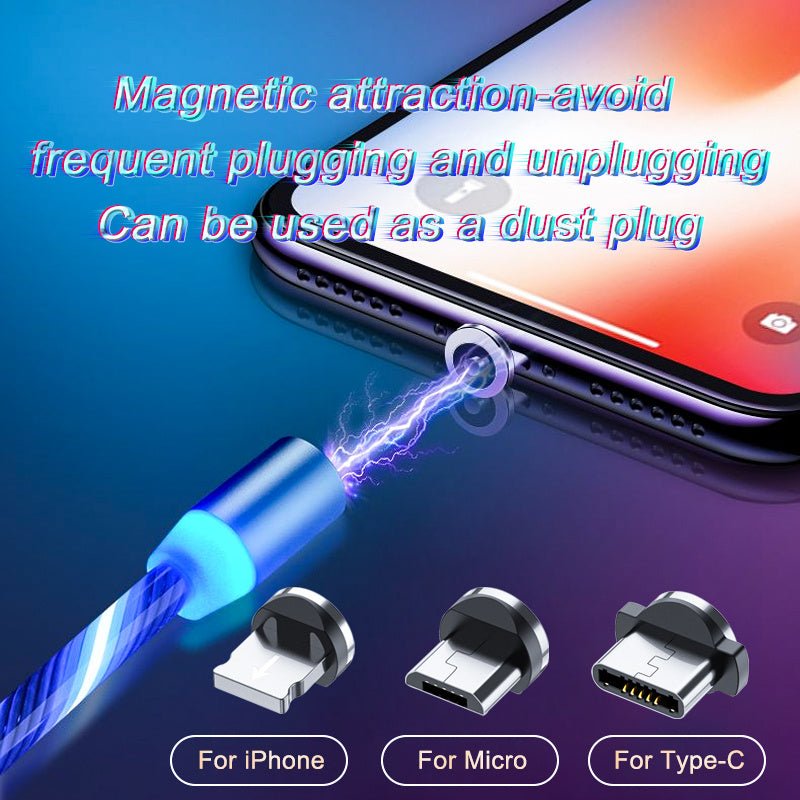Exclusive LED Magnet Charger Type-C Cable — Colorful — Size IPhone — Side View