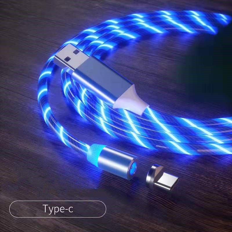 Exclusive LED Magnet Charger Type-C Cable — Colorful — Size IPhone — Back View