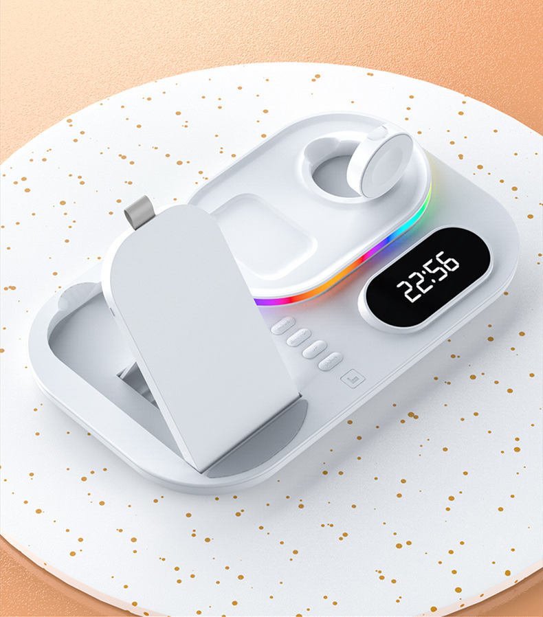 Exclusive Wireless Four-in-one Watch Charging Power Bank — White — Top View