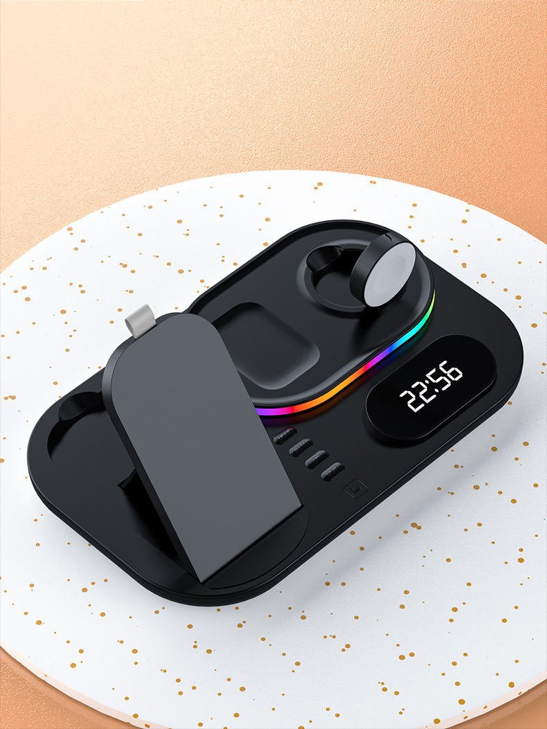 Exclusive Wireless Four-in-one Watch Charging Power Bank — White — Back View