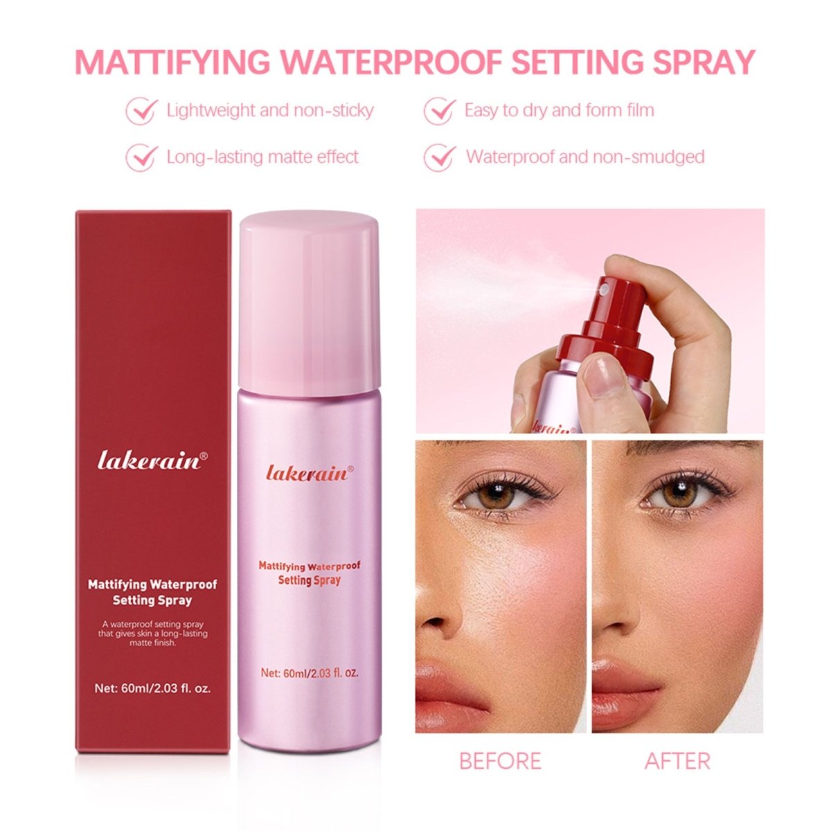 Exclusive Long-Lasting Matte Makeup Mist Spray | Waterproof & Lightweight — Makeup Mist Spray — Size 60ml — Back View