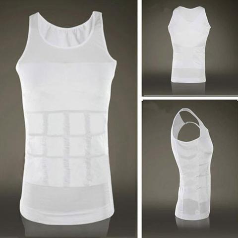 Exclusive Men's Body Shaper Vest – Tummy Control Compression Undershirt — Black — Size 2XL — Width 1 pcs — Side View