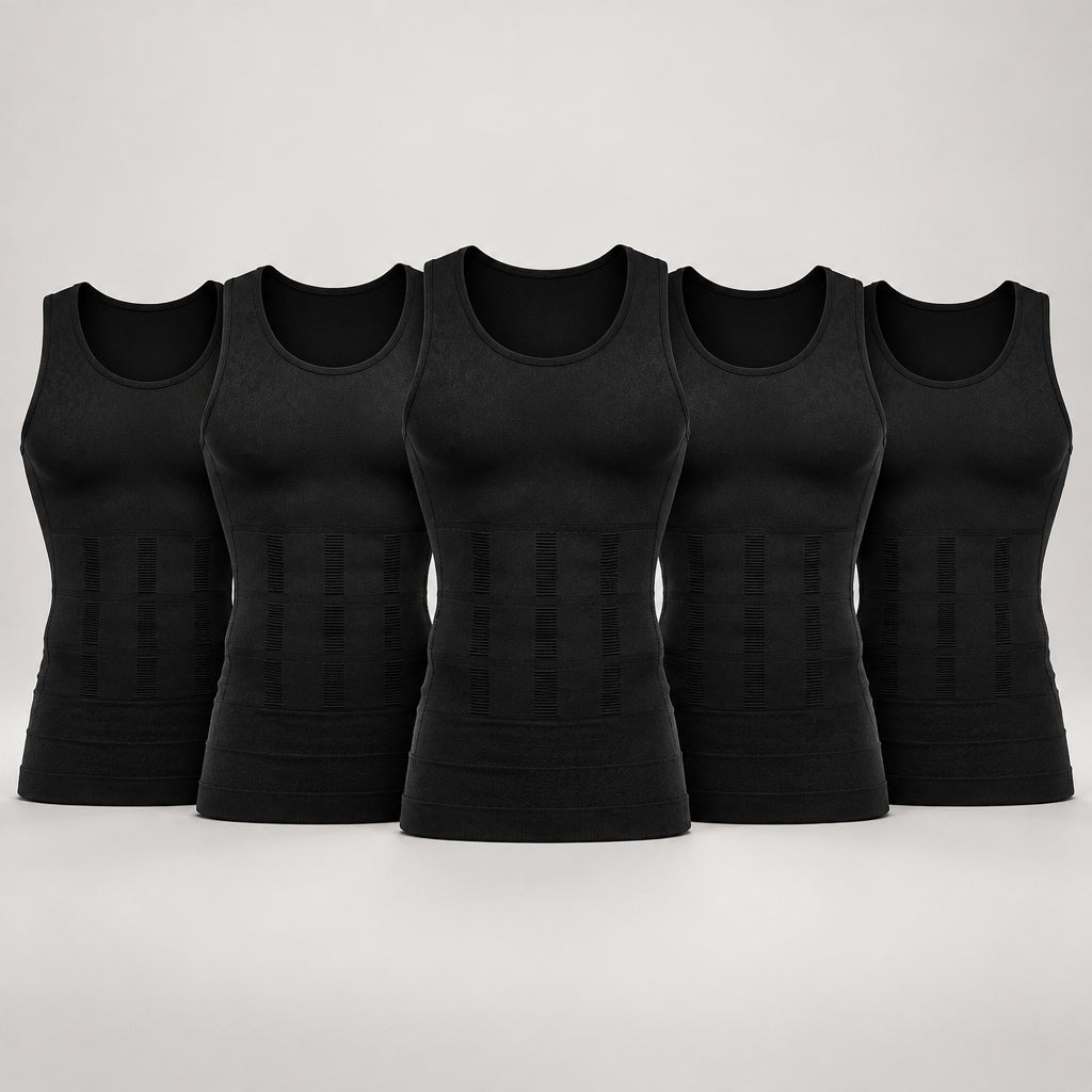 Exclusive Men's Body Shaper Vest – Tummy Control Compression Undershirt — Black — Size 2XL — Width 1 pcs — Detail View