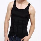 Exclusive Men's Body Shaper Vest – Tummy Control Compression Undershirt — Black — Size 2XL — Width 1 pcs — Back View
