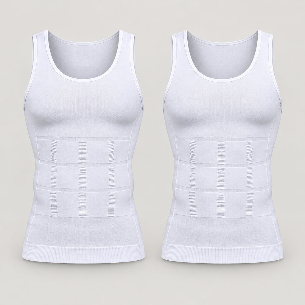Exclusive Men's Body Shaper Vest – Tummy Control Compression Undershirt — Black — Size 2XL — Width 1 pcs — Lifestyle View